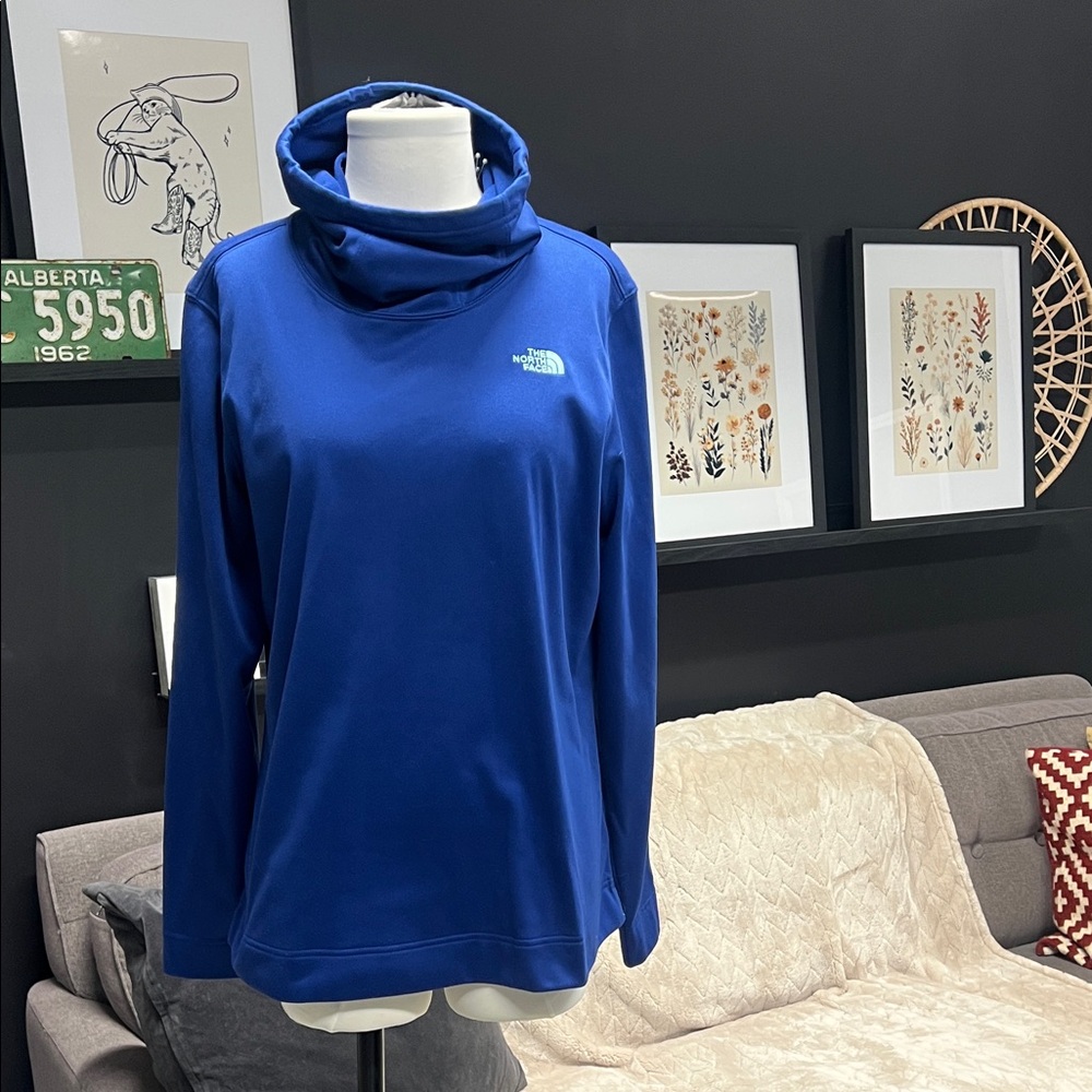 The North Face Royal Blue High-Neck Pullover, cowl, activewear, XL